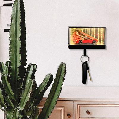 1/2 Pièces LED Lumineux Porte-clés de Garage de Voiture Montage Mural Miroir Porte-clés de Garage Décoratif Crochet à Clés Rangement