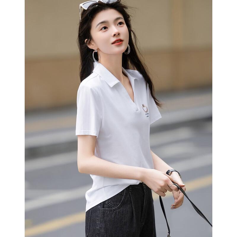 Demana Women's Embroidered Cat Polo T-Shirt