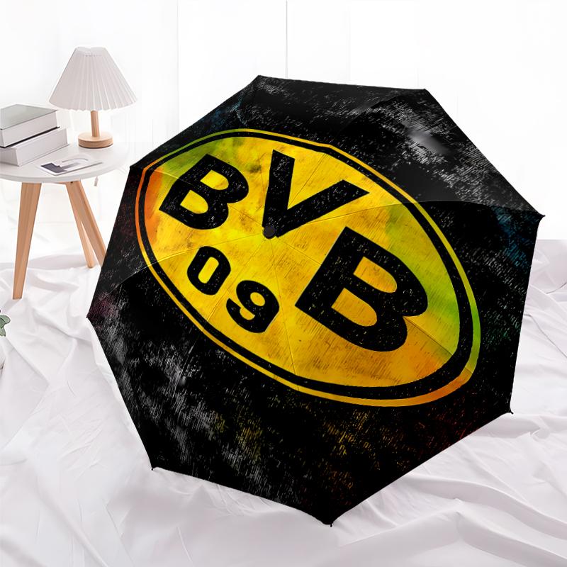 Bedruckter Borussia Dortmund Bedruckter Faltregenschirm, Outdoor-, Freizeit- und Reise-Regenschirm, Strapazierfähiges Schirmgewebe, Geburtstags- und Feiertagsgeschenk