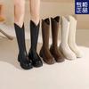Height-increasing Boots V-port New Thick-soled High Boots Knight Small Boots Autumn and Winter Velvet Maillard