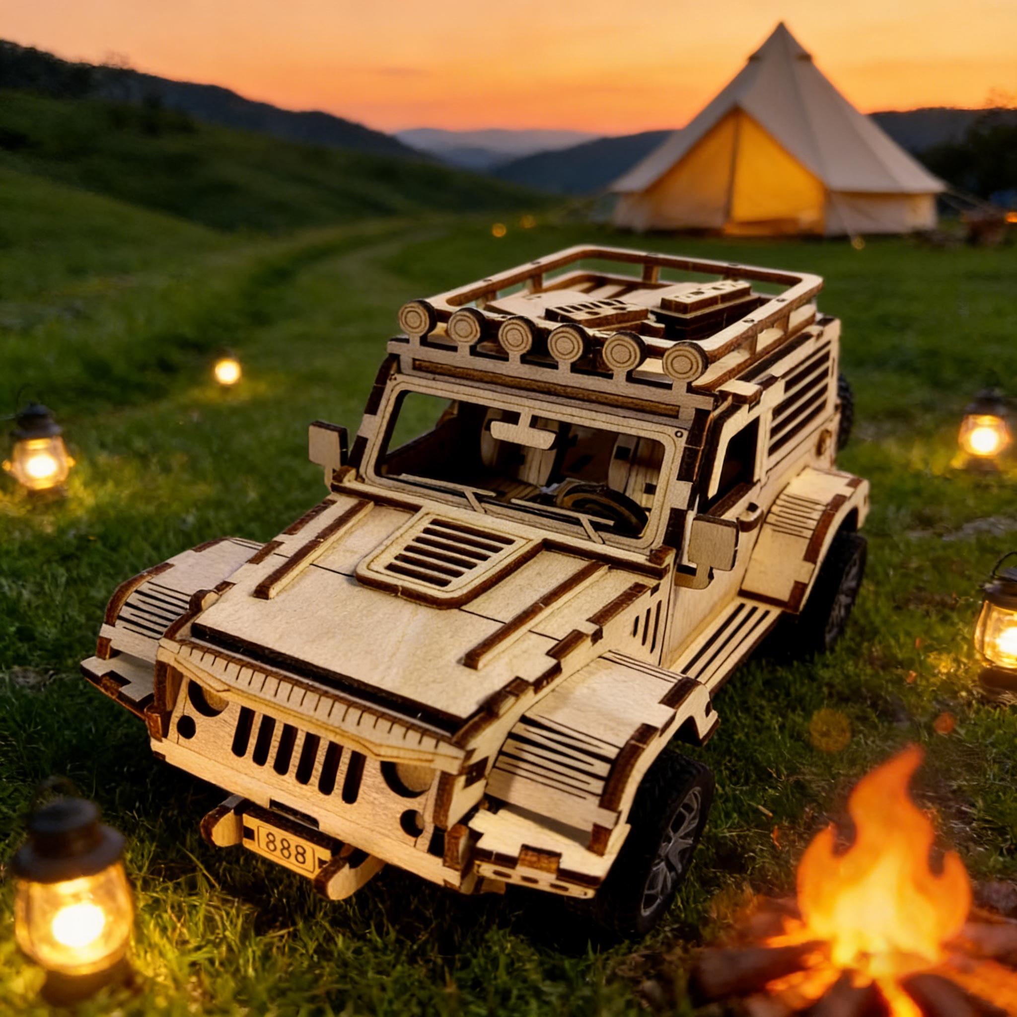 

1 wooden DO-IT-YOURSELF off road vehicle a Imaginative 3D puzzle ideal as a festive Present or home decoration білий