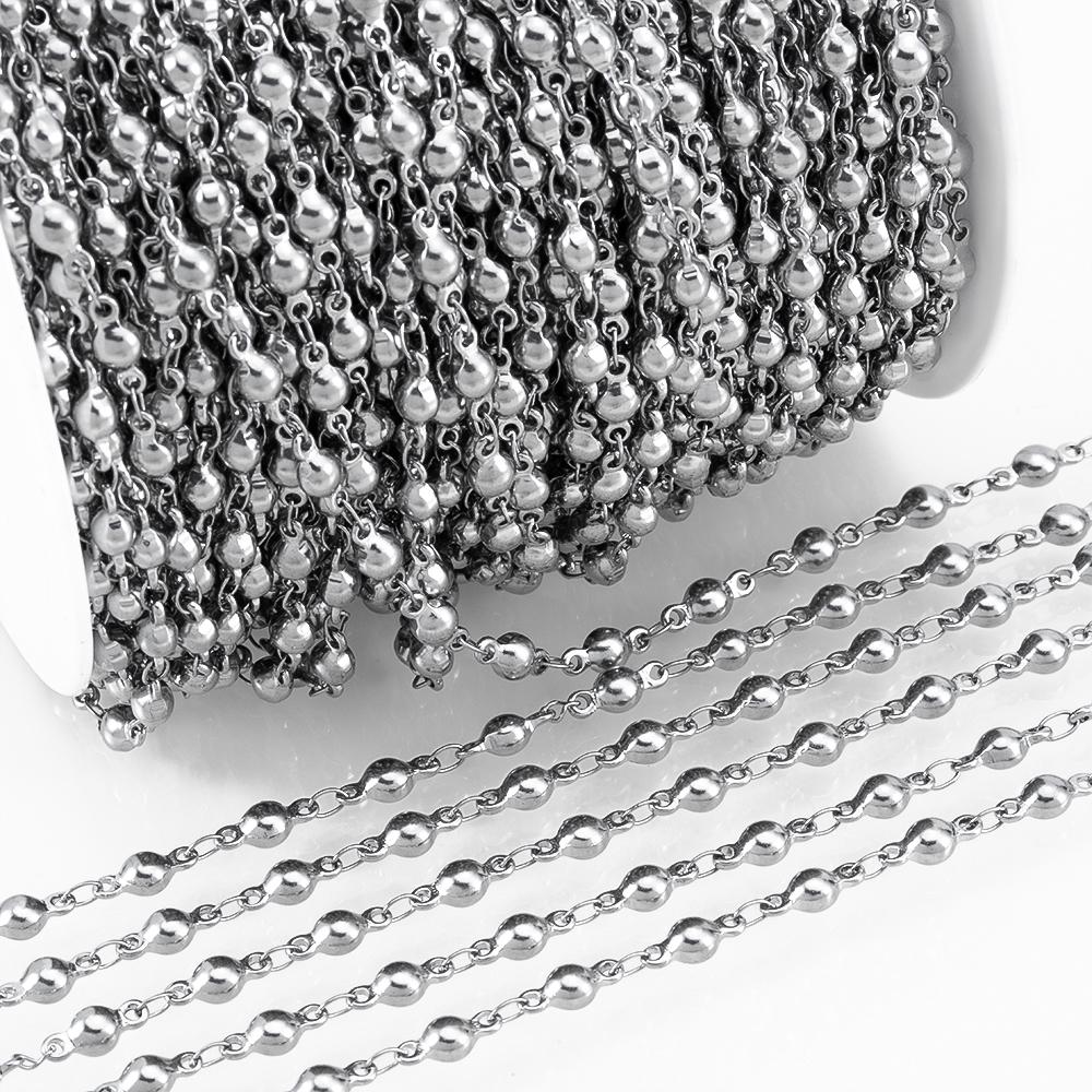 1M Trend Star Beaded Chain Stainless Steels Geometry Heart Square Leaf Cross Link Chain DIY Necklace Bracelet Jewelry Findings