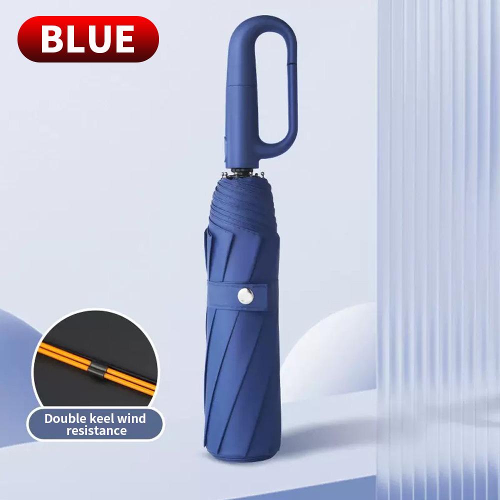 Portable Automatic Folding Umbrella Double Ribs Strong Windproof Business Gift Umbrella UV Protection Sunshade Iron&10K