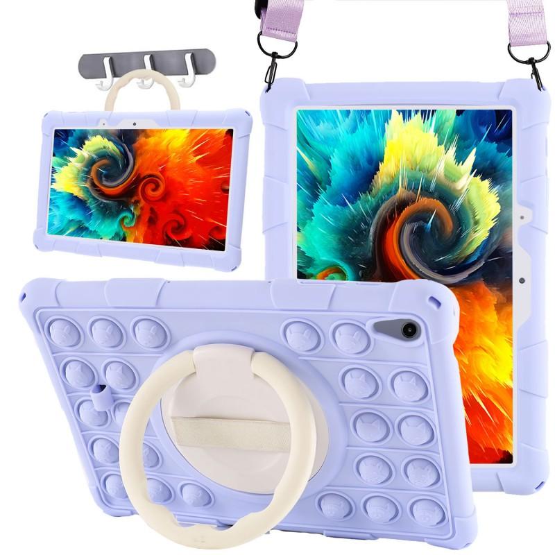 Silicone Protective Case With Rotating Handle Stand XiaoDu S12 Learning Tablet 10.1 Inch Cartoon Bubble Design