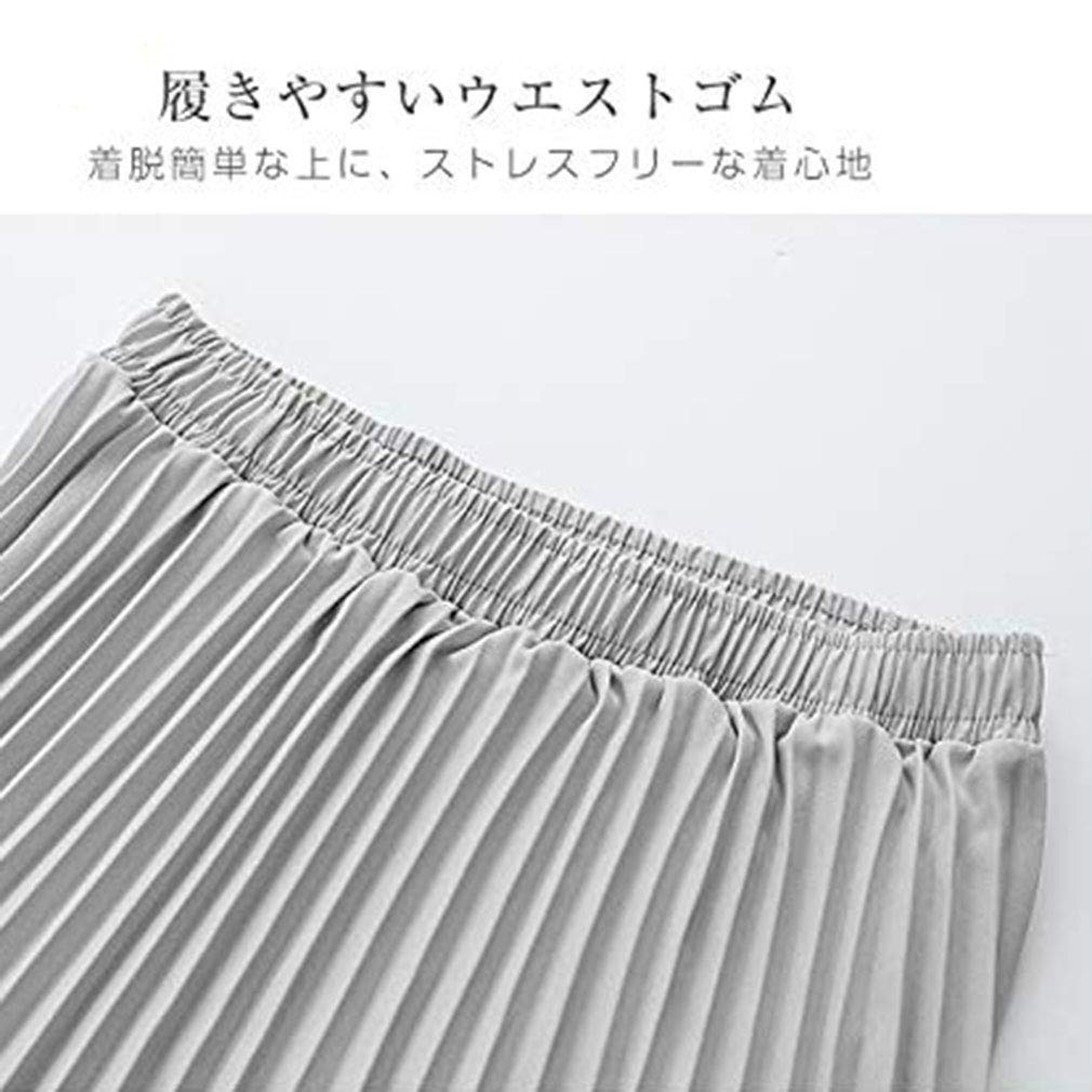 BARYPORY Flared Long Pleated Maxi Solid Slimming Elastic Autumn Women's Skirt, Skirt, Skirt, Skirt, Color, Skirt, Waist, Lined, Spring, Summer, (90cm