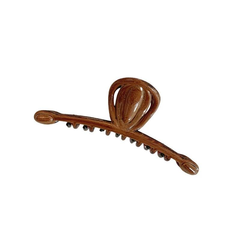 French caramel color old imitation wood grain large version shark clip retro Maillard simple grab clip headwear feminine temperament