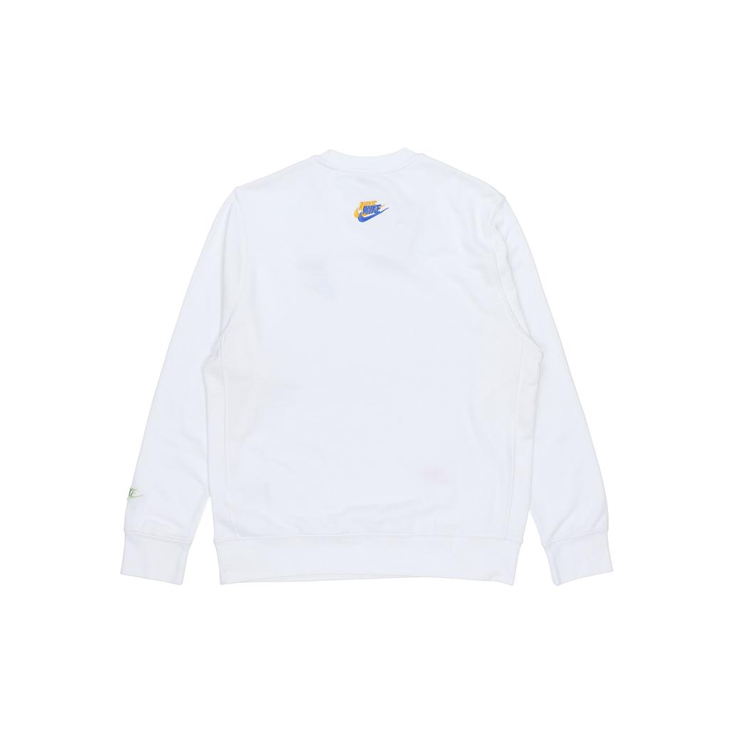 Herren Nike Kontrastfarben Logo Lässiger Sport Pullover mit Rundhalsausschnitt und Stickerei Weiß DJ6915-100
