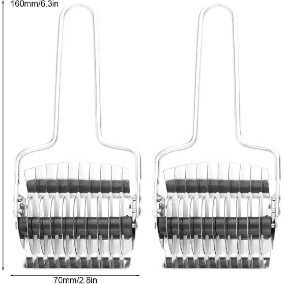 2pcs Pasta Noodle Cutter, Stainless Steel Manual Noodle Cutter Roller Dough Cutter Pasta Spaghetti Noodle Lattice Rolle Kitchen Baking Tool