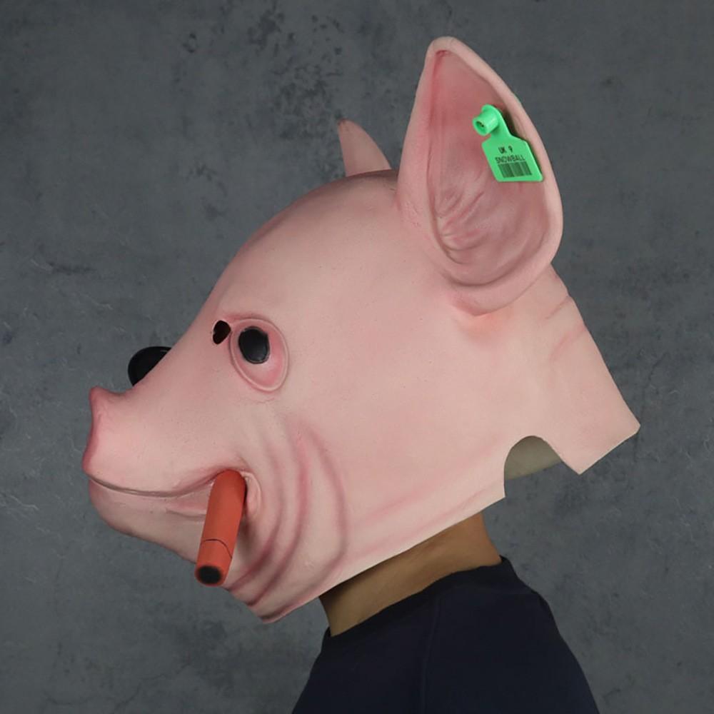 Halloween-Brille mit Schweinskopf-Motiv, rauchende Schweinskopfmaske, Hacker-Schweinskopfmaske aus Latex