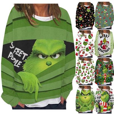 Women's Casual Fashion Christmas Printed Long Sleeve O-Neck Sweatshirt Layer Pullover Top