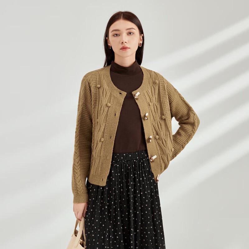 Elva's Island Damen Unifarbenes Cropped Strick-Cardigan mit Knebelknöpfen aus Holz