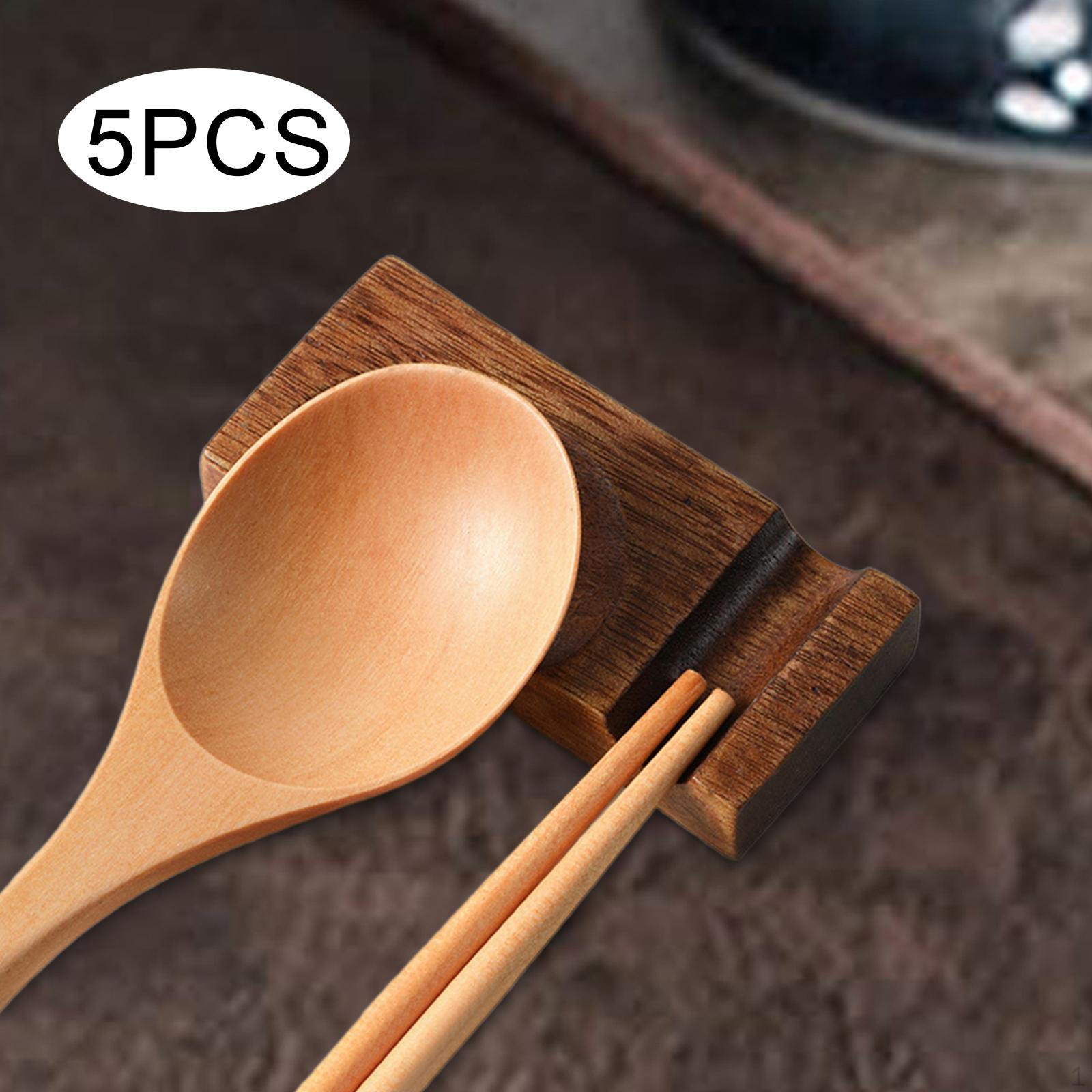 

5 Pieces Wooden Chopstick Rest Stands Table Decor Flatware Holder common