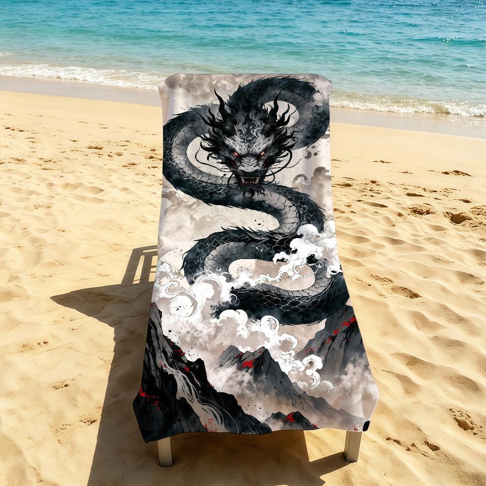 Oriental Dragon Fashion Towel For Outdoor Camping Beach Towel Super Absorbent Quick-Drying Summer Towel