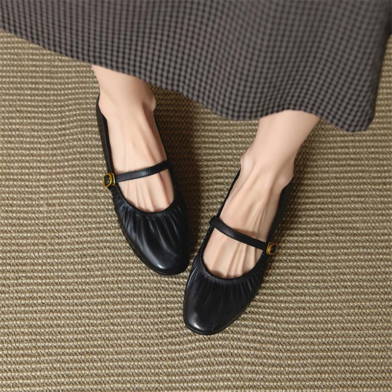 Fashion New Spring/autumn Genuine Leather Women Shoes Mary Jane Shoes Round Toe Shoes for Women Fashion Concise Low Heels Women Pumps
