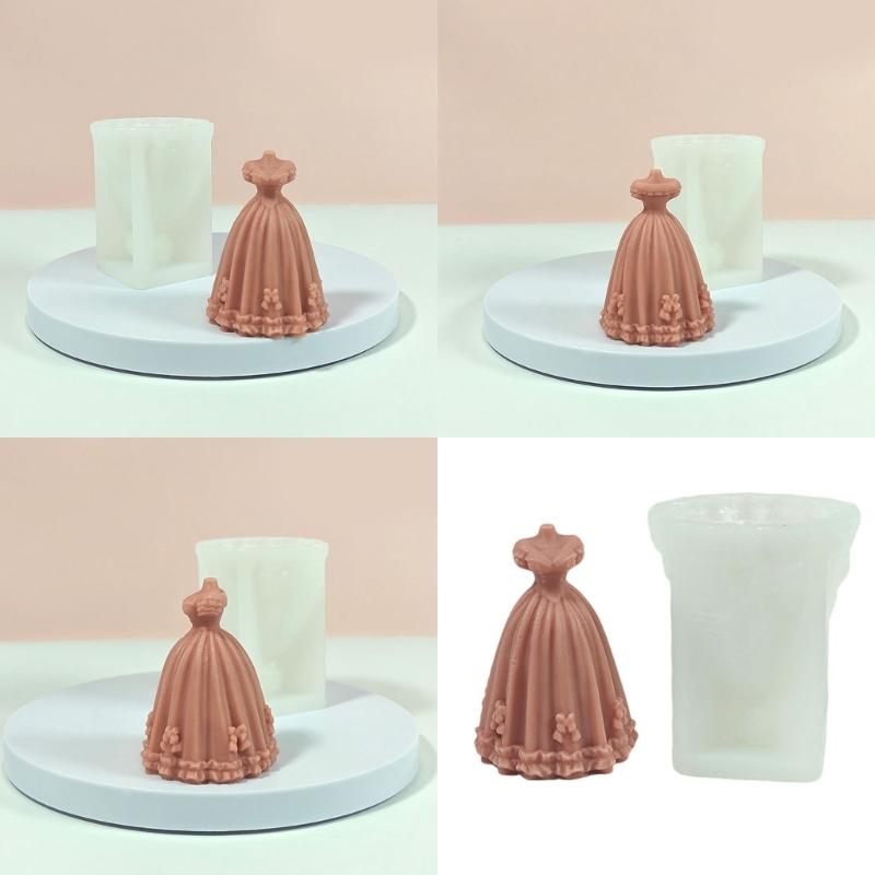 Abendkleid Silikonformen für Kerzen Seife Fondant Schokolade Süßigkeiten Hochzeitskleid Silikonkerzenformen für Epoxidharz