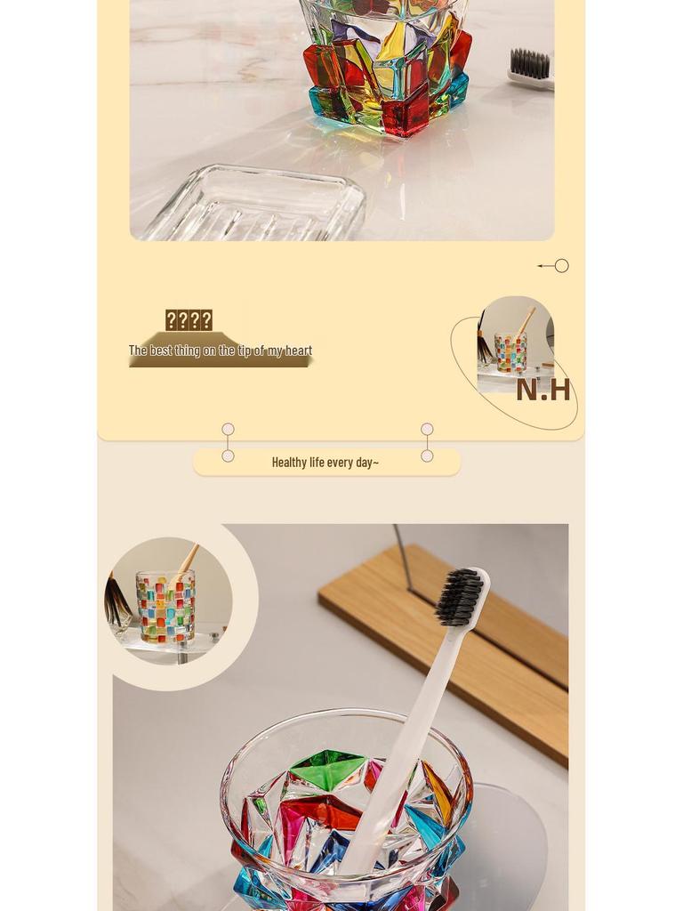 Luxury Glass Toothbrush and Mouthwash Cup Set for Couples