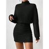 2025 Bodycon Long Sleeve Turtleneck Ribbed Knit Dress - Spring/Autumn/Winter Collection