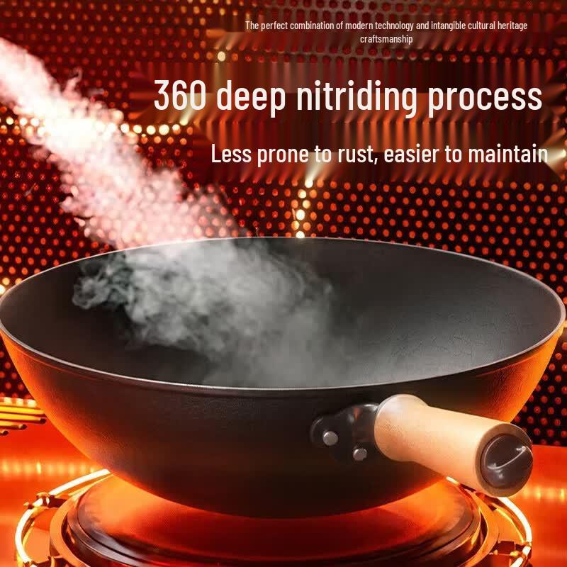 COOKER KING FY32NMY Traditional Cast Iron Wok, 32cm