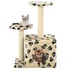 VidaXL Arbre à chat avec griffoir en sisal 60 cm Beige Motif de pattes