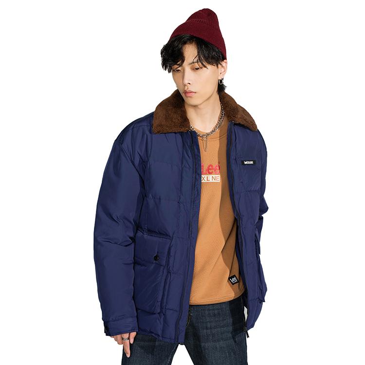 Lee Zip-Up Logo Patch Down Jacket Men Outerwear Navy-Blue LMT0040662RZ00FA01742