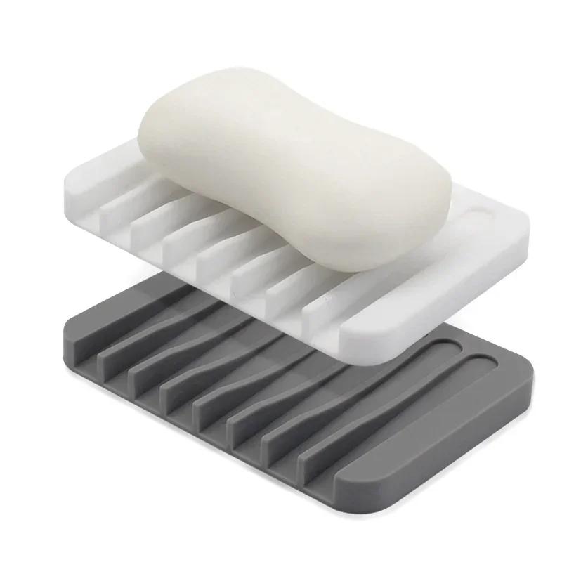 Colorful Silicone Soap Dish and Draining Organizer – No Installation Required, Perfect for Bathroom Accessories