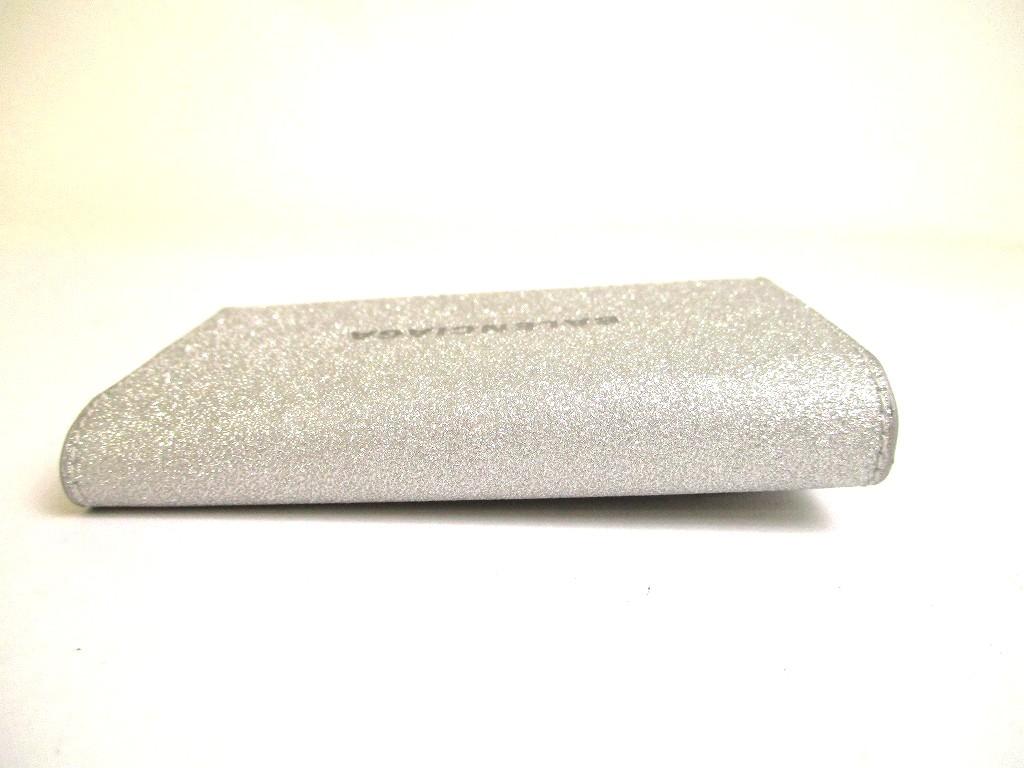 Authentic BALENCIAGA Gray Glitter Leather Silver H/W 6 Pics Key Chain #a936  Refurbished
