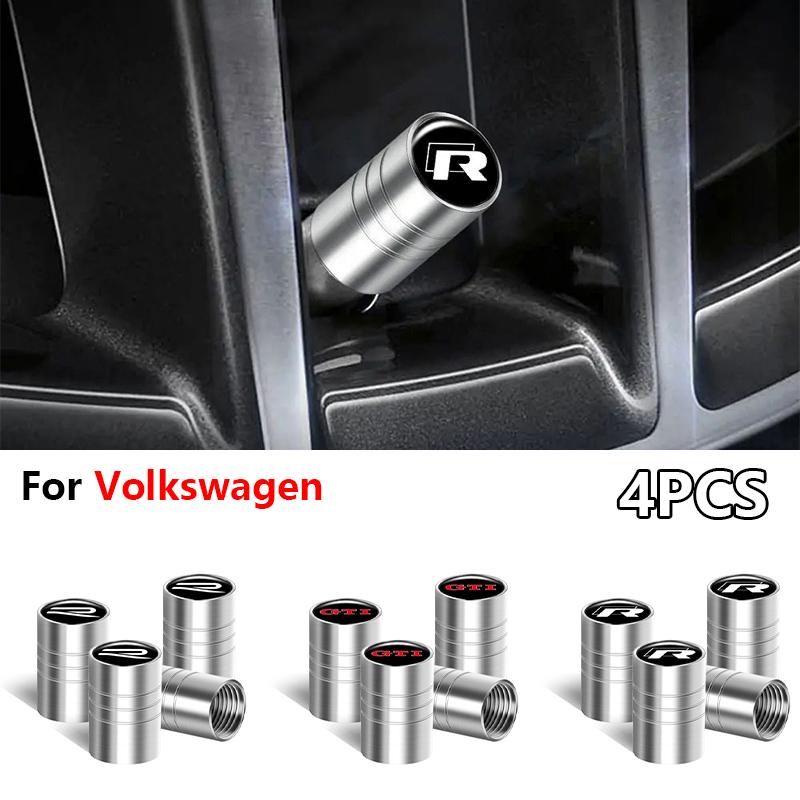 For Volkswagen Sco5 For VW GTI Scirocco B6 Tiguan T5 Golf Polo Jetta Passat Car Wheel Tire Valve Caps Stem Case With Logo Auto Styling Accessories