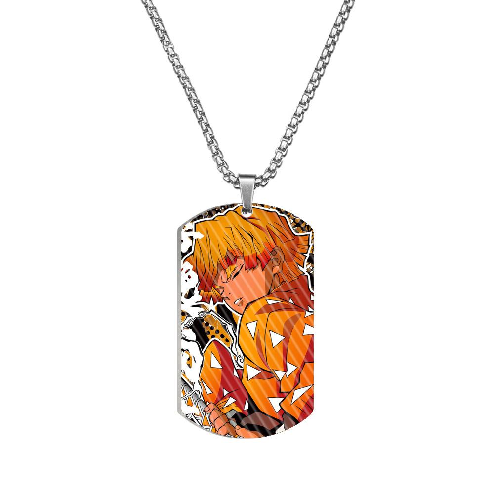 Demon Slayer Kimetsu No Yaiba Tanjiro Nezuko Stainless Steel Color Printed Dog Tag Necklace Anime Cosplay Accessory Gift For