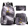 Football Star Cr7 3Pcs Boy Girl Back To School Book Bags, Student Shoulder Bag Pencil Case Backpack, Teenagers Mochila Men Women