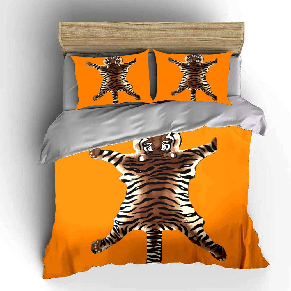 3Pcs Tiger Skin Print Bedding Set, Flat Lying Tiger Pattern Duvet Cover + 2 Pillowcases, Exquisite Bedding Decor