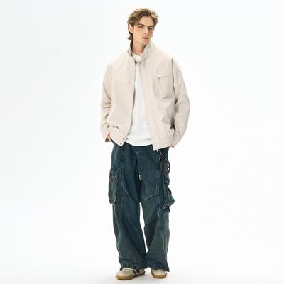 Stand-up Collar Jacket Men's New Loose Casual Solid Color Coat Men's Coat