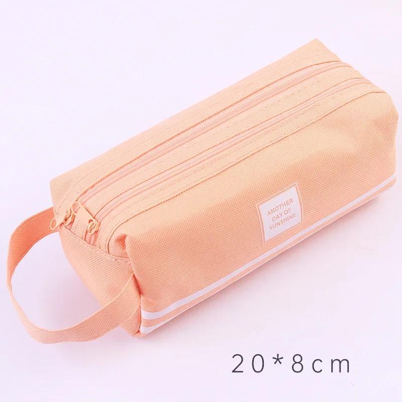 Large Capacity Pencil Cases Double Layer Simple Canvas Bags for Girls Back to School School Office Supplies Stationery