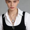Elegant Heart Shaped Neckwear Rhinestones Accented Unisex Stainless Steel Necklace Slidable for Gifting and Daily Use