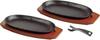 [Online Exclusive] Pearl Metal Steak Plates, Oval, 23 X 13 Cm, Set of 2, Cast Iron, Induction and Oven Safe, AZ-7054
