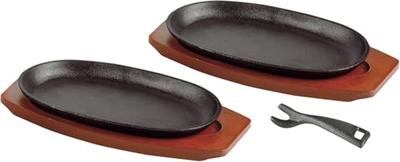 [Online Exclusive] Pearl Metal Steak Plates, Oval, 23 X 13 Cm, Set of 2, Cast Iron, Induction and Oven Safe, AZ-7054