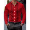 2026 Men Slim Fit Long Sleeve Geometric Line Print Dress Shirt Formal Business Casual Button Down Office Top Camisa Masculina