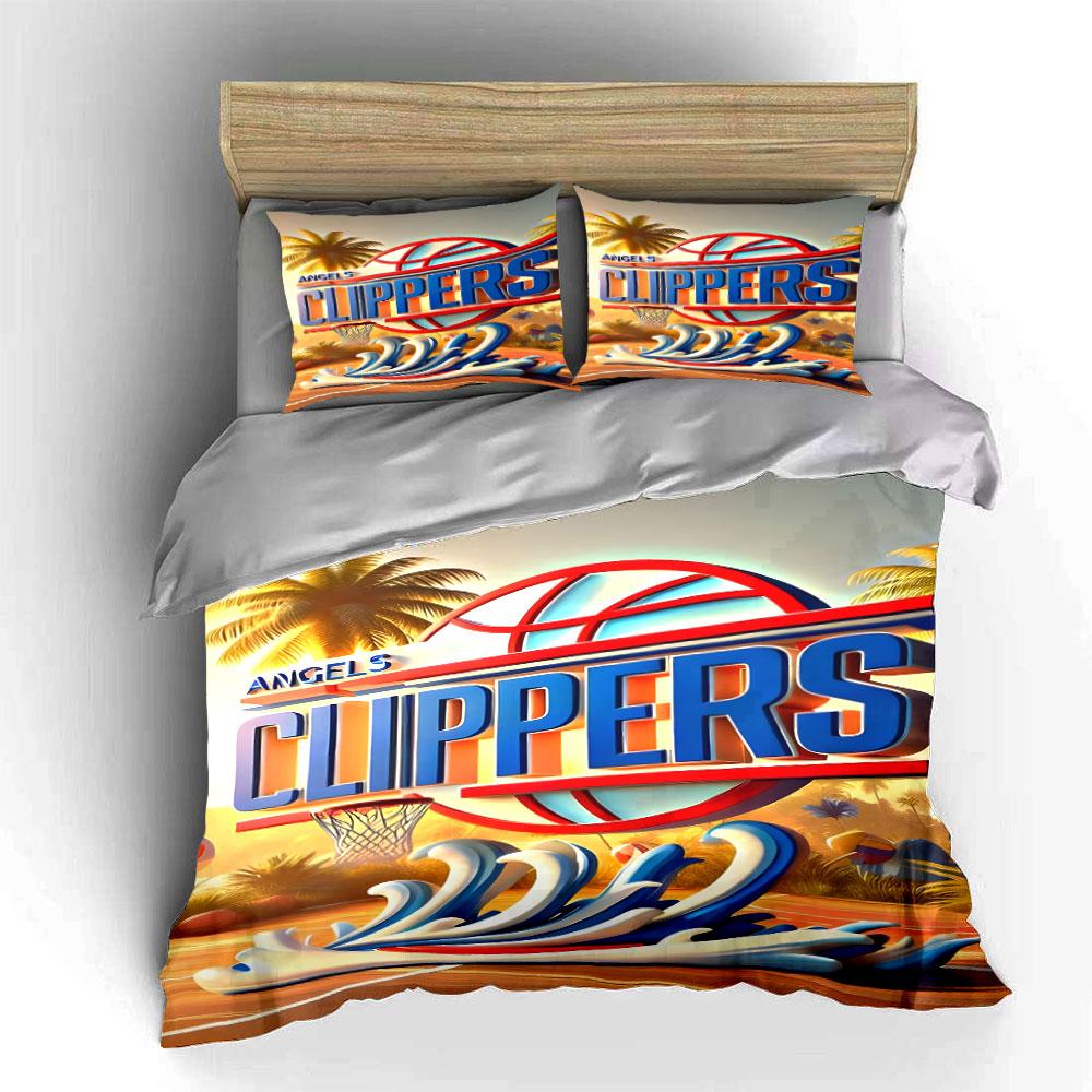 Angels Clippers Basketball Print Bedding Duvet Cover Set Duvet Cover Pillowcases (1*Duvet Cover 2*Pillowcases, Without Duvet Insert)