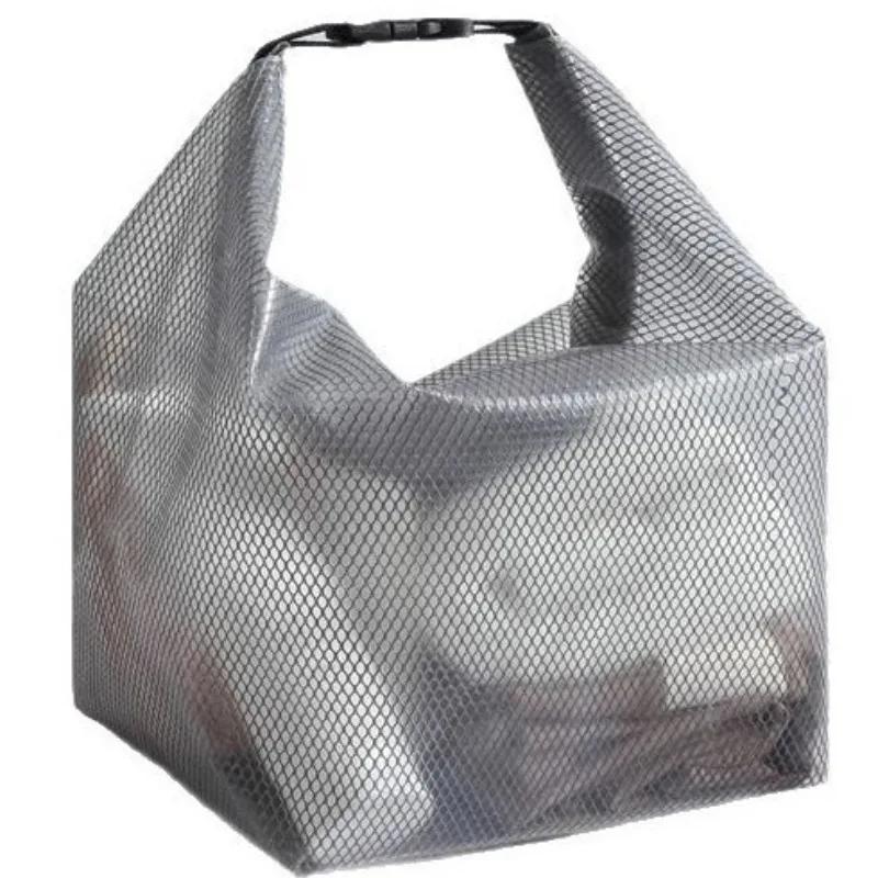 Large Capacity Mesh Storage Bag Portable Snap-button Wash Makeup Handbag Waterproof Toiletry Bath Organizer for Travel Swimming