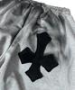 SK8ER ROCK Painting Cross Sweat Wide Pants ((Melange Gray))