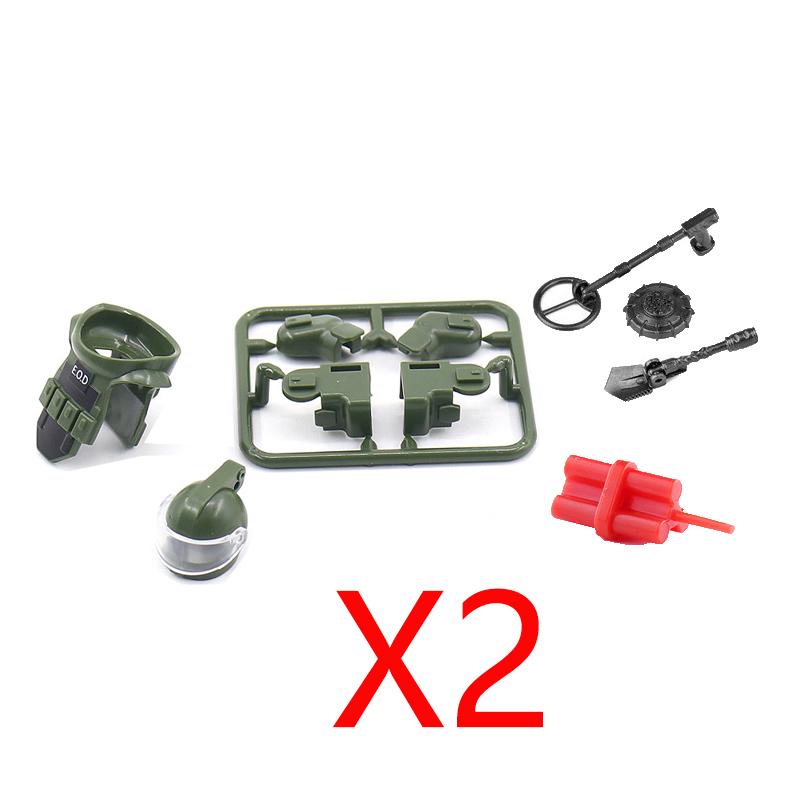 Military Building Blocks Solider Figures Weapons Camouflage Guns RPG Equipment Package Shields EOD M1919A4 Roadblock Mini Bricks