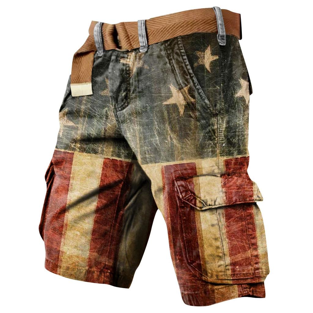 Męskie szorty robocze z nadrukiem na Dzień Niepodległości i wieloma kieszeniami