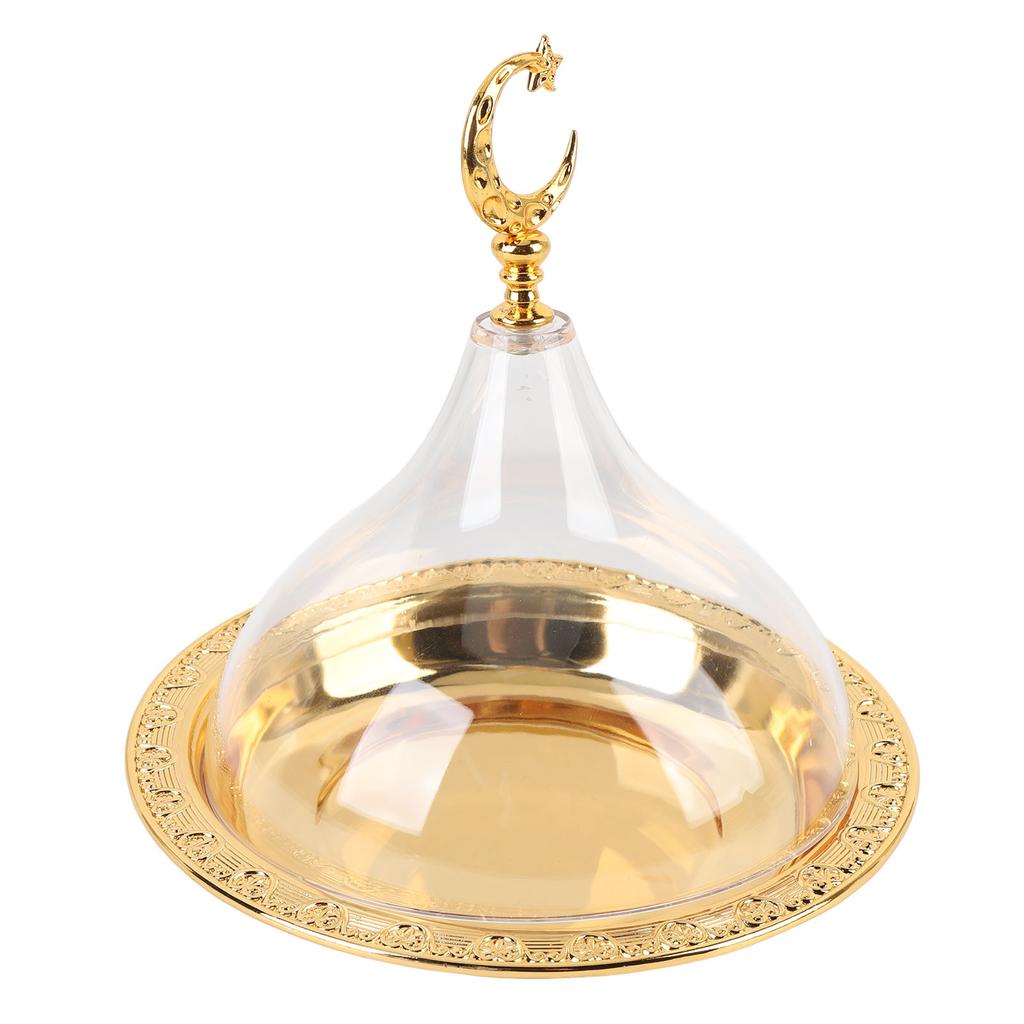 Vassoio da portata per snack Stile Elegante Europeo Colore Puro Intaglio Placcatura Oro Forma Rotonda Piatto da portata decorativo con