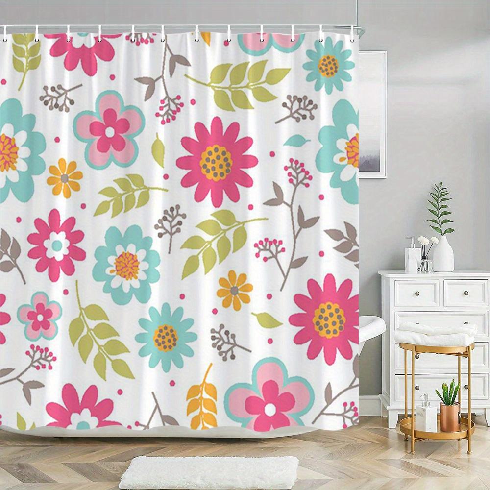 Vibrant Floral Shower Curtain: Embrace the Colorful Flower Design, Soft Fabric, and Playful Vibes for Your Lively Bathroom