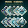 10pcs Mandala Crystal Hard Tiles Ceramic Wall Stickers Peel Stick Decals for Kitchen Wardrobe Home Decor Art Mural DIY