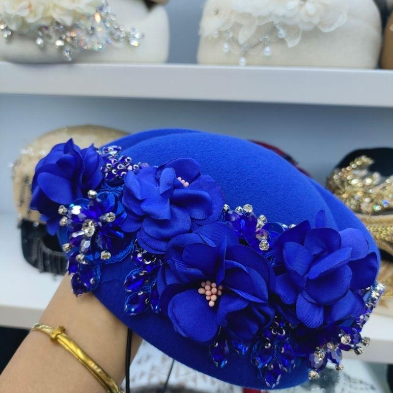 Women's Hat Vintage Chic Floral Beret - Stylish and Elegant Airline Stewardess Hat