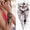 Geometry Owl Temporary Tattoo For Women Fake Wolf Tiger Deer Triangle Tatoo Sticker Black Moon Flower Body Art Tattoos Paper