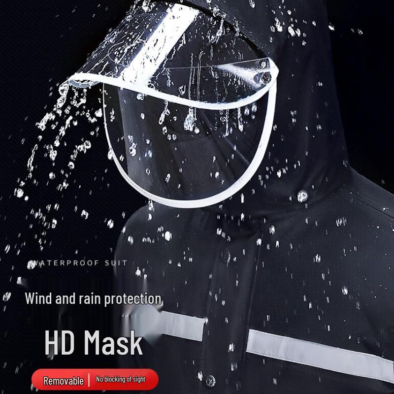 Thickened Full-Body Stormproof Raincoat and Pants - Reflective, Lengthened Set for Cycling and Riding