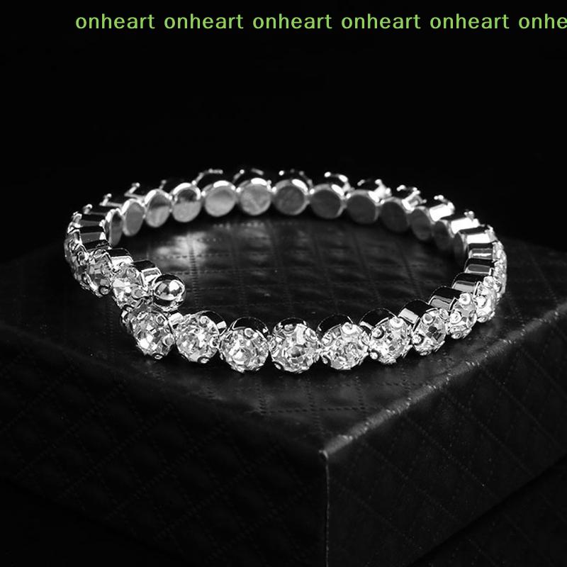 [C]4Pcs/set Women Crystal Jewelry Set For Women Charm Necklace Bracelet Stud Earring White Zircon Chain Necklace