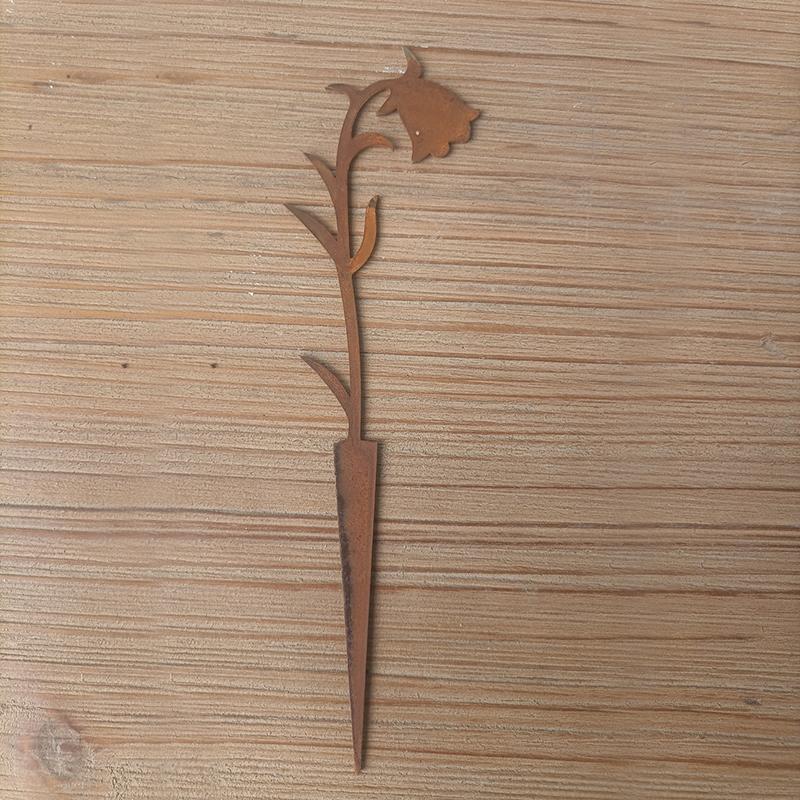 3pcs/set Metal Flower Stakes Rustic Rusty Bell Orchid For Yard Lawn Patio Iron Crafts Creative SL