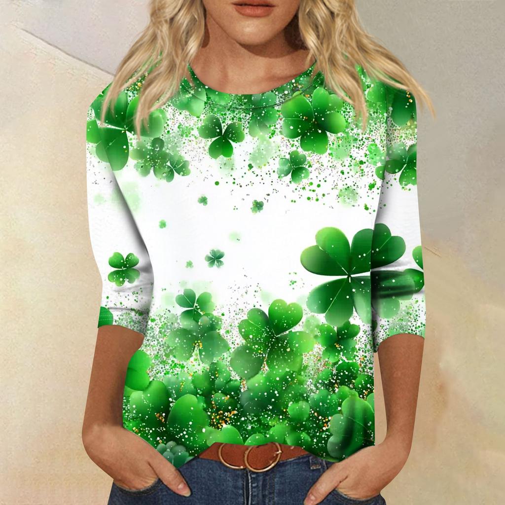 Dámský módní ležérní svetr s kulatým výstřihem a tříčtvrtečním rukávem s potiskem Saint Pao